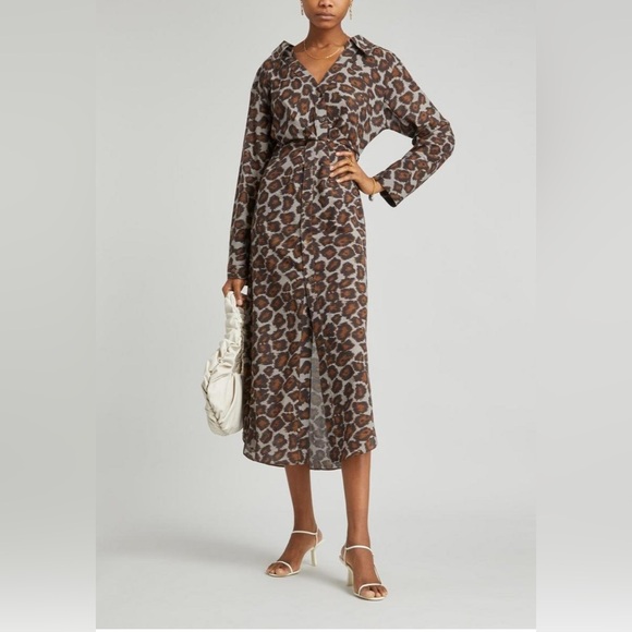 Nanushka Dresses & Skirts - Nanushka Size XS Long Sleeve Ayse Deress in Crayon Ocelot